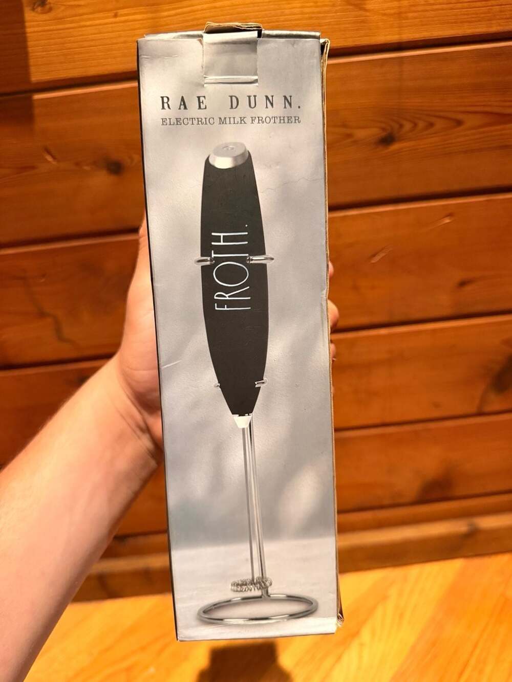 Rae Dunn FROTH Electric Milk Frother Black, Cappuccino Latte Maker w/ Stand